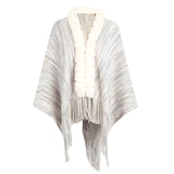 Women's Cardigan Knit Sweater Autumn and Winter Shawl Sweater Women's Fur Collar Cardigan Coat