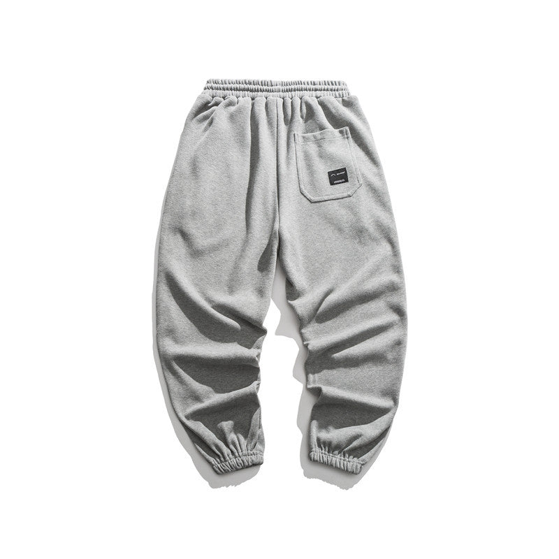 Man Fall Outfis Autumn Solid Color Exercise Casual Pants Men and Women All-Matching Wide Leg Ankle-Tied Sweatpants