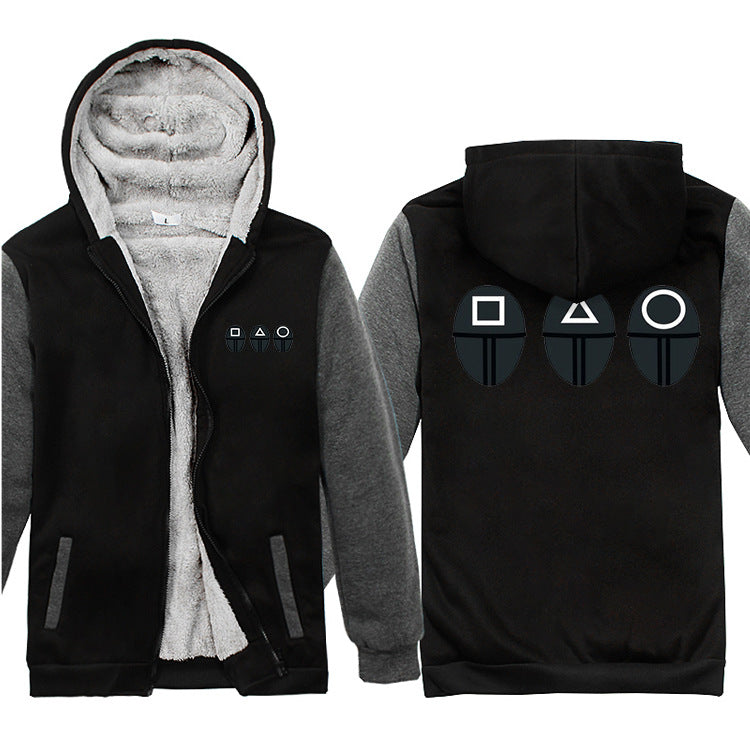 Squid Game Costume Pattern Printed Thickening Zipper Hooded Sweater