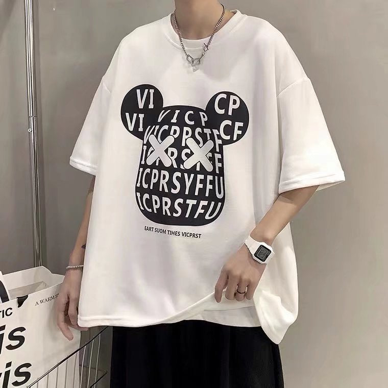 Men T-Shirts Loose Oversize Top Half Sleeve