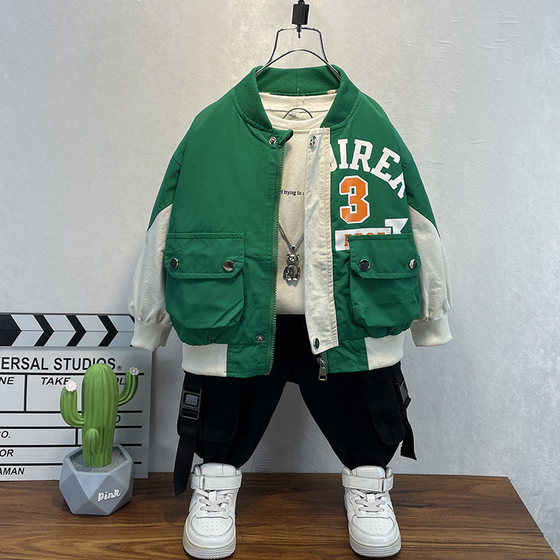 Toddler Boys Jackets Jacket Spring and Autumn Baseball Uniform