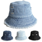 Denim Bucket Hat Fishing Cap Cotton Print Fisherman Hat Female Burr Fashion Sun Hat