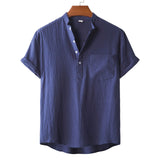 Camp Collar Shirt Stand Collar Short Sleeve
