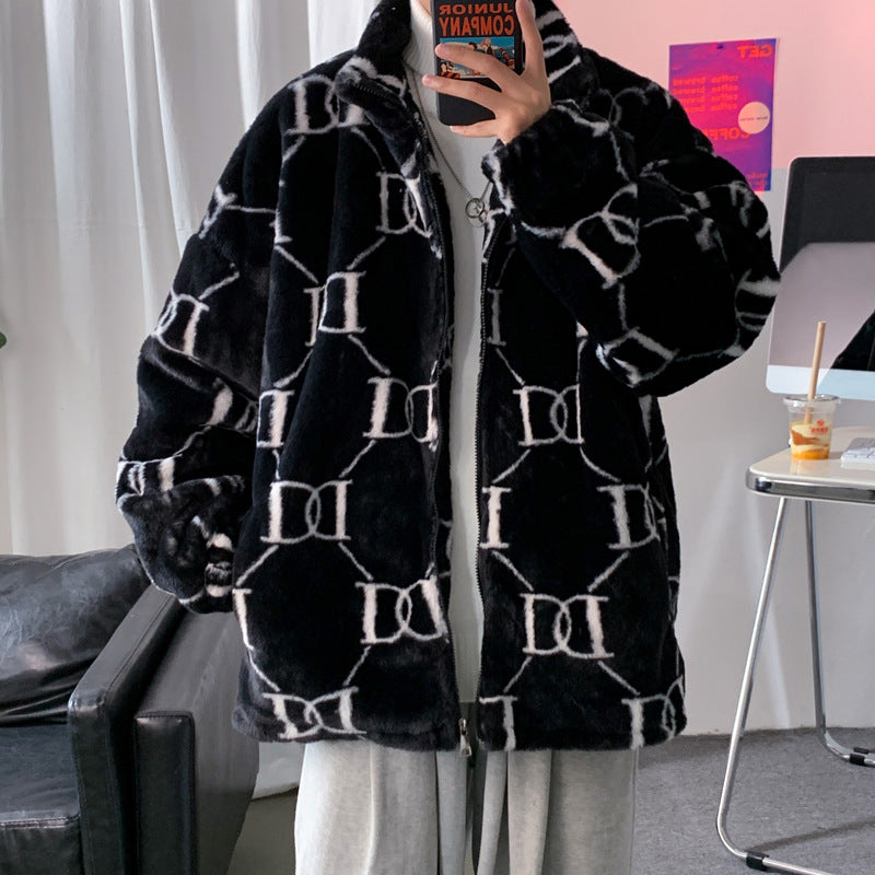 Men's Jackets Plush Jacket Stand Collar Loose