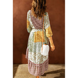 Kendall Jenner Wedding Guest Dress Strap Type Ethnic Print Temperament Commute Green Casual High Waist