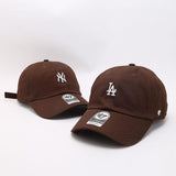 Dodgers and Yankees Baseball Cap Female Summer Embroidered NY Peaked Cap Casual Brown