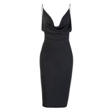 Kendall Jenner Wedding Guest Dress Suspender Dress Solid Color Large V-neck