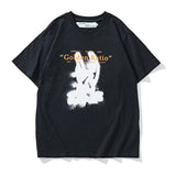 Off White T Shirt Spring/Summer Graffiti Short Sleeve Ow Hand Spray Arrow Print Tshirt Cotton Owt