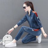 Velour Tracksuit Spring and Autumn Fashion Slimming Large Size Sweater Casual Running Clothes Two-Piece Set