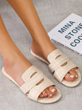 Women Open Toe Sandals Flats Summer Flat Bottom Slip-on Casual Slippers