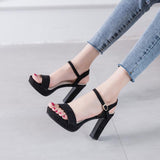 Platform Heels for Women Black Strip Summer Shoes Sexy