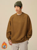Men Sweatshirts Solid Color round Neck Sweater Japanese Style Thin Loose