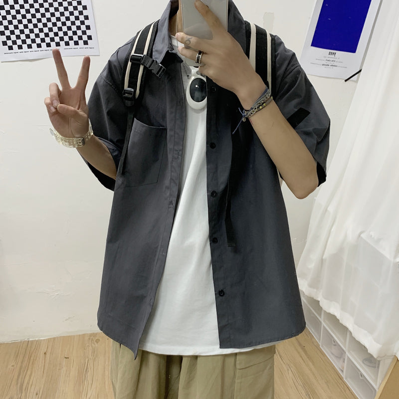Men Shirts Work Clothes Shirt Casual Half Sleeve