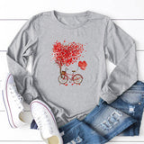 Valentine's Day T Shirts Couples Women's Solid Color Printed Long Sleeve
