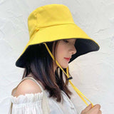 Women Bucket Hat Bucket Hat Sun Protection Double-Sided
