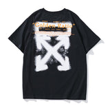 Off White T Shirt Spring/Summer Graffiti Short Sleeve Ow Hand Spray Arrow Print Tshirt Cotton Owt