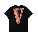 Vlone T Shirt Large V Printed Short Sleeve Men'S And Women'S High Street Loose T-Shirt