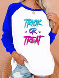 Halloween Costumes Letter Printing Capless Round Neck Contrast Color Sweatshirt Women