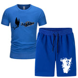 Vlone T Shirts & Shorts 2 Piece Set Men'S Summer Sports Fitness Casual Shorts Suit