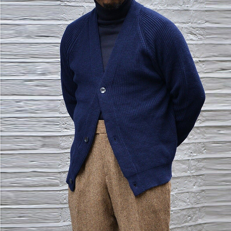 Men Winter Coats Man Fall Outfits Autumn Knitted Cardigan Male V-neck Slim Solid Color Knitted Coat Men's Clothing
