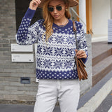 Women Pullover Knit Sweater Christmas Sweater Women's Autumn and Winter Snowflake Sweater Holiday Coat