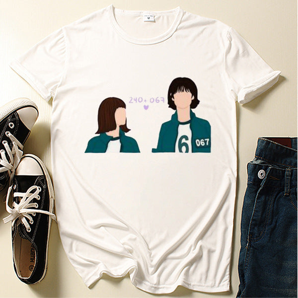 Squid Game Costume Cartoon Printed Short-Sleeved T-shirt