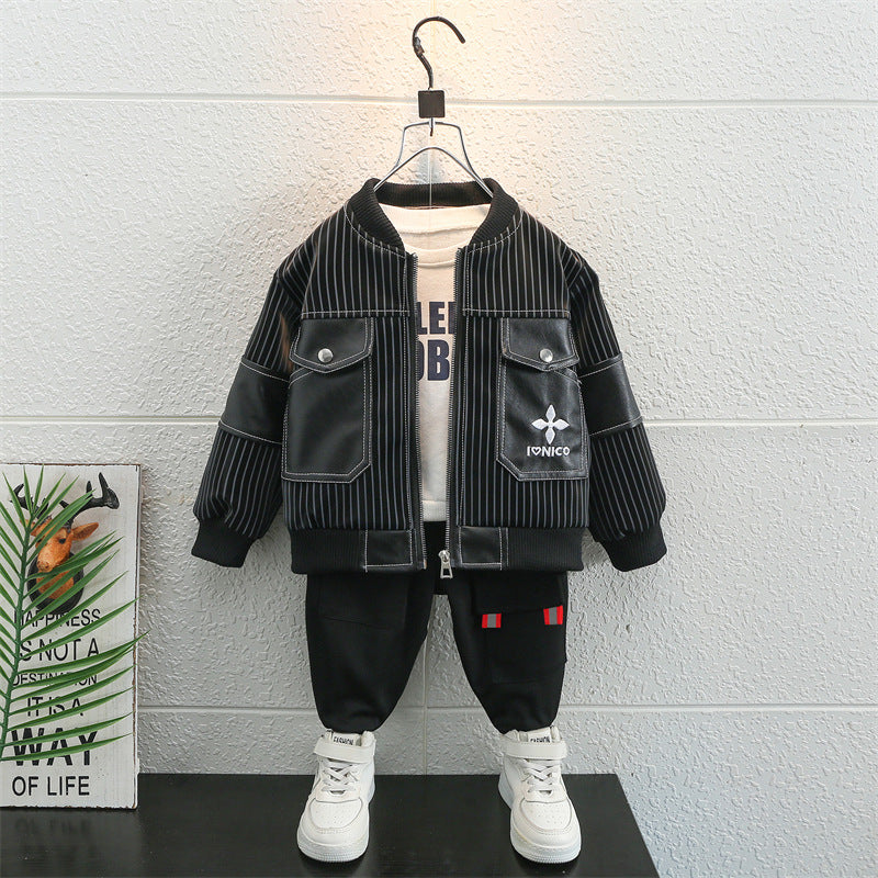 Toddler Boys Jackets Boy's Leather Jacket Coat Autumn Spring and Autumn