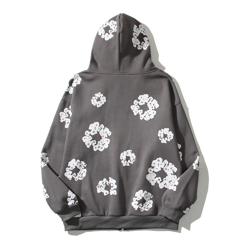 Kanye West Sunday Service Hoodie Floral Zipper Cardigan Hoodie