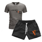 Vlone T Shirts & Shorts 2 Piece Set Men'S Sports Round Neck T-Shirt Shorts Set