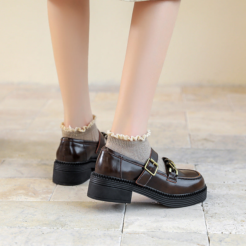 Mary Jane Shoes Autumn Mary Jane Shoes Women'S Summer Vintage Leather Shoes