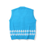 Men Sweater Cartoon Bear Embroidery Knitted Cardigan Vest Men's Outer Vest