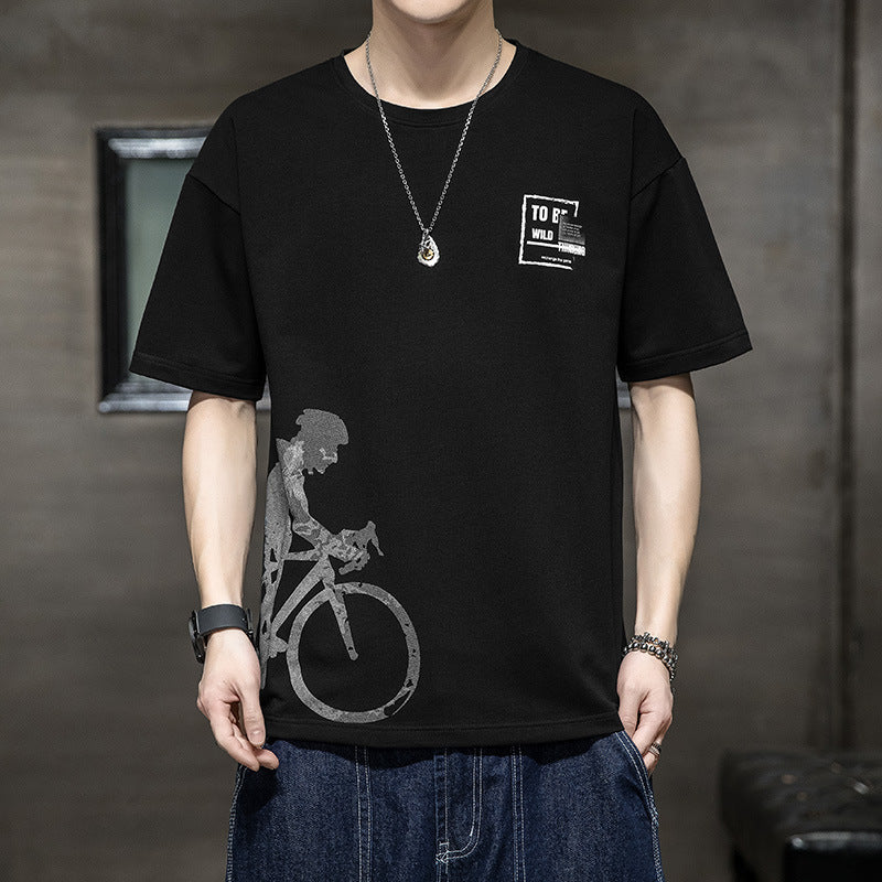 Men T-shirt Printed Half Sleeve Bottoming Shirt