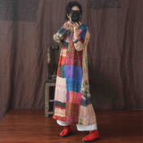 Gypsy Style Dresses Printed Lace V-neck Pastoral Loose