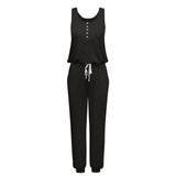 Coachella Music Festival Outfits Summer Vest Drawstring Harem Trousers Solid Color