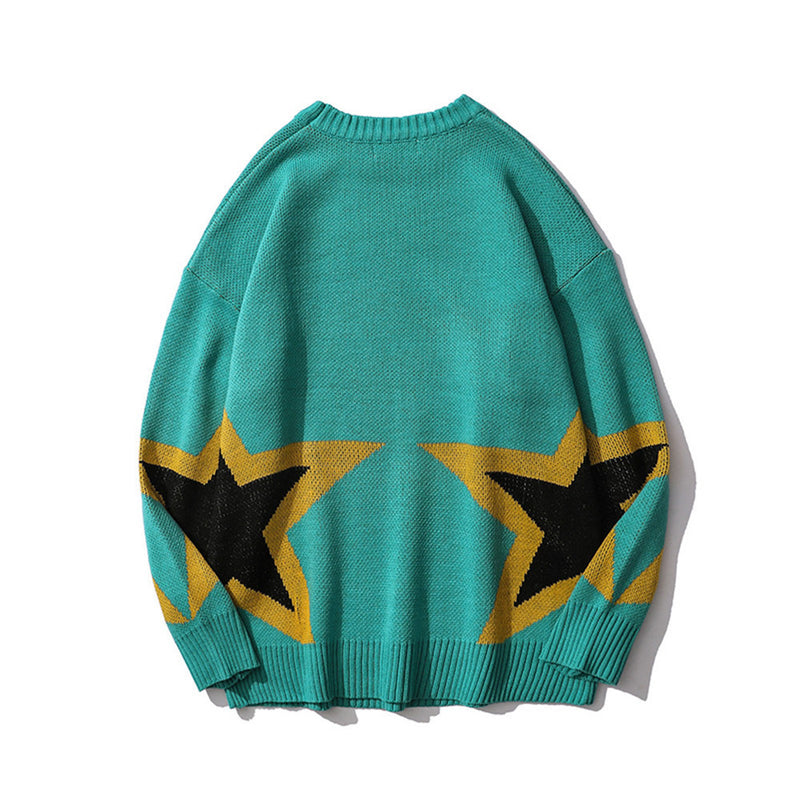 Men Sweater Letter Jacquard Crew Neck Pullover