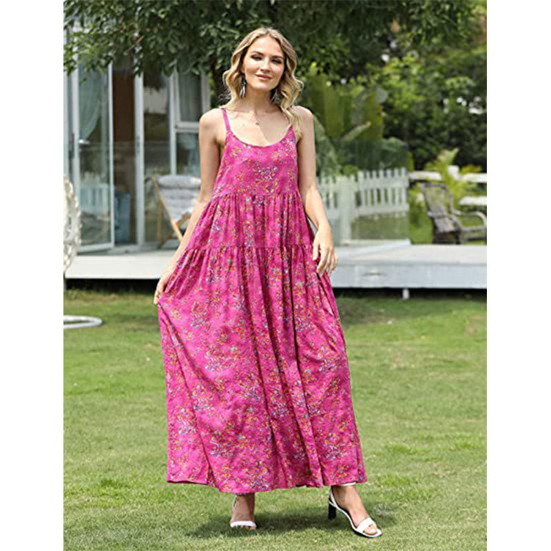 Nine Britton Dress Casual Loose Bohemian Floral Print High Waist
