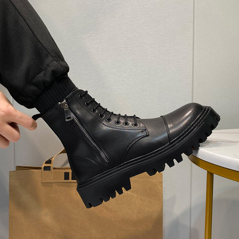 Men's Boots Work Boot Men Casual Hiking Boots Men's Shoes Outdoor High-Top Middle High Top Zipper