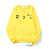 Off White Sweatshirts Autumn And Winter Green Lightning Arrow Pattern Round Neck Sweater