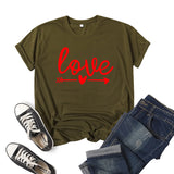 Valentine's Day T Shirts Couples Love Printed Short Sleeve round Neck T-shirt Men and Women Loose
