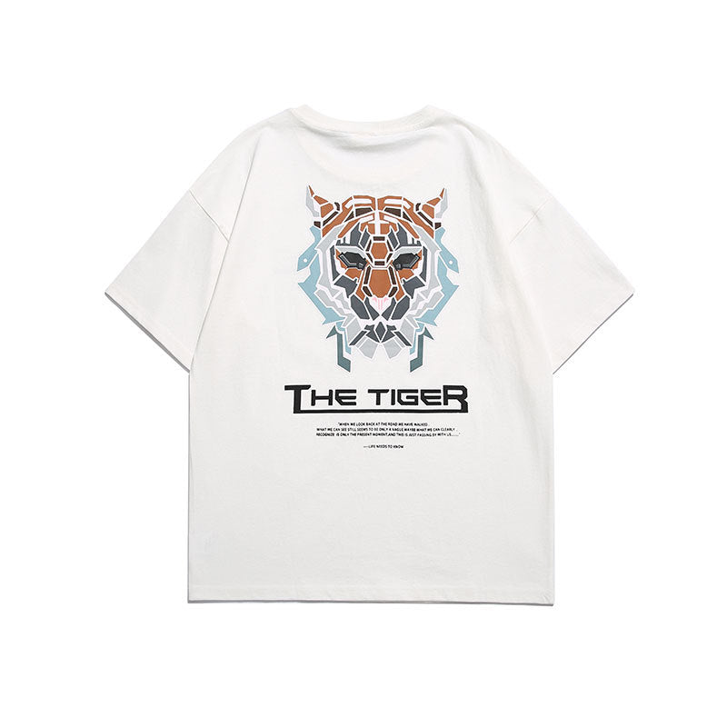 Men T Shitrs Tiger Head Creative Cartoon Pattern Printing