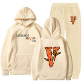 Vlone Hoodie & Pants 2 Piece Set Men'S Printed Hoodie Autumn Winter Sweater