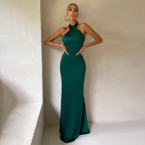 Kendall Jenner Wedding Guest Dress Sexy Solid Color Slim Sleeveless Backless