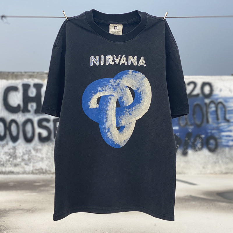 Nirvana T Shirt Mobius Strip Limited Printing Vintage Distressed Couple Tee
