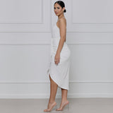 MIDI Mauve Wrap Dress with Skirt French Dress Slim Fit Women's Clothing
