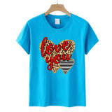 Valentine's Day T Shirt Love You Heart Printing Pullover Cotton Short Sleeve Women's T-shirt