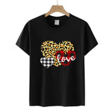 Valentine's Day T Shirt Men's and Women's Heart Printing Pullover Cotton Short Sleeve Women's T-shirt