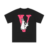 Vlone T Shirt Letter Print Rabbit Big V Men'S And Women'S Short-Sleeved T-Shirt