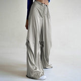 Julia Fox Low Rise Jeans Thin Elastic Drawstring Pleating Design Drape Woven Pants