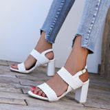 High Heels Ladies Sandals Large Size Summer Woven Peep Toe High Heel Casual Women's Sandals