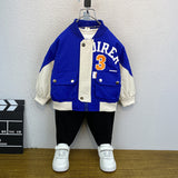 Toddler Boys Jackets Boys' round Neck Baseball Uniform Loose Zip-up Shirt